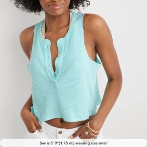 Aerie Sunspun Waffle Cropped Tank Top
